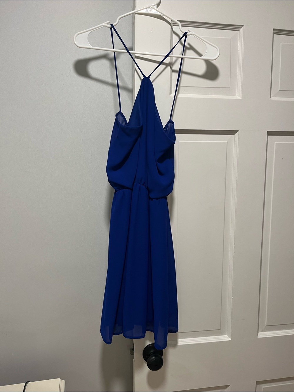 vestique Royal Blue Spaghetti Strap Mini Dress